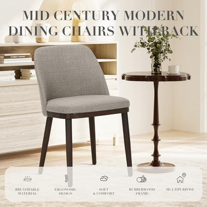 COLAMY Upholstered Dining Chairs Set of 4, Modern Kitchen Chairs with Back, Fabric Side Dining Room Chairs with Wood Legs for Kitchen Dining Room Restaurant, Camel - color: Camel, size: Set of 4