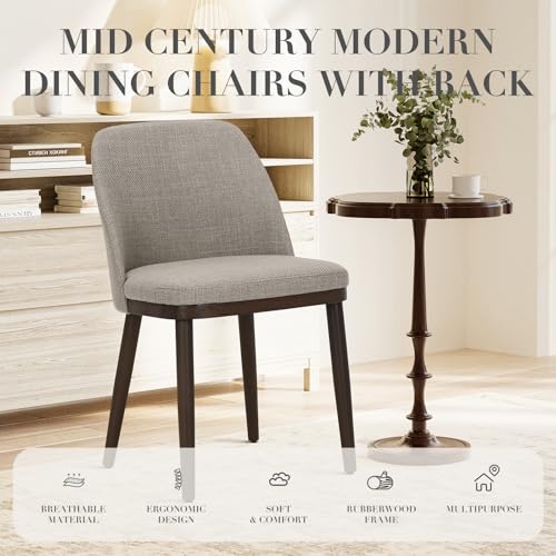 COLAMY Upholstered Dining Chairs Set of 6, Modern Kitchen Chairs with Back, Fabric Side Dining Room Chairs with Wood Legs for Kitchen Dining Room Restaurant, Camel - color: Camel, size: Set of 6