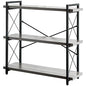 HCHQHS Bookshelf, 3-Tier Industrial Bookcase, Rustic Open Book Shelf, Freestanding Horizontal Bookshelves with Metal Frame - color: Grey, size: 3-Tier (35.8"W x 35.8"H)