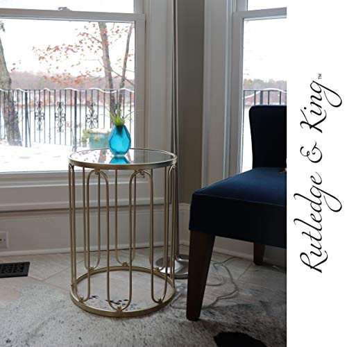 Rutledge & King Braswell End Table Set - Gold, Round, Nesting, Mirrored Tops - color: Braswell - Gold
