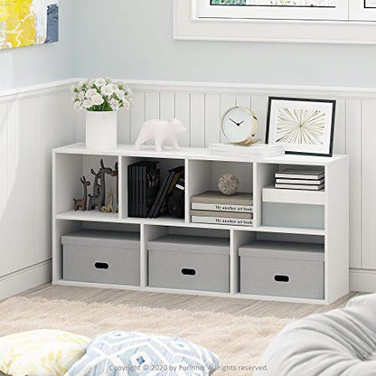 Furinno LUDER Book Shelf, 7-Cube Bookshelf, Bookcase with Open Shelves, 9.4 x 19.5 x 41.7, Easy Assembly, for Living Room, Bedroom, Home Office, White - color: White, size: 7-Cube