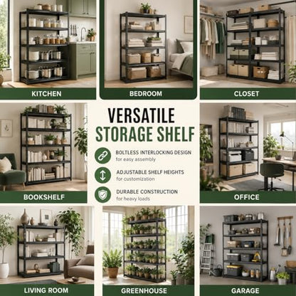 3 Tier Metal Bookshelf, Adjustable Tall Bookcase, Heavy Duty 1800 LBS Modern Deep Book Shelf, Bolt-Free Storage Shelves for Living Room, Home Office, Garage, 36" Wx 12" Dx 32" H - size: 3 Tier-36"Wx 12"Dx 32"H