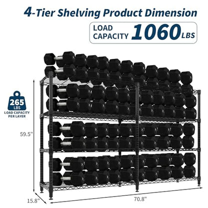 Garvee 70.8" W Storage Shelves Metal Shelving Unit, 4-Tier Heavy Duty Wire Shelving Extra Wide L-Shaped Storage Rack for Apartment Pantry Kitchen Corner Bedroom - size: 4-Tier,70.8"W x 59.5"H x 15.8"D