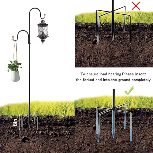 MIPON Adjustable 78/62/46/30 Inch Double Shepherds Hooks or Outdoor | Garden Shepards Hook for Outdoor Bird Feeder,Hanging Plants,Solar Light,3/4 Inch Width