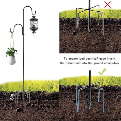 MIPON Adjustable 78/62/46/30 Inch Double Shepherds Hooks or Outdoor | Garden Shepards Hook for Outdoor Bird Feeder,Hanging Plants,Solar Light,3/4 Inch Width