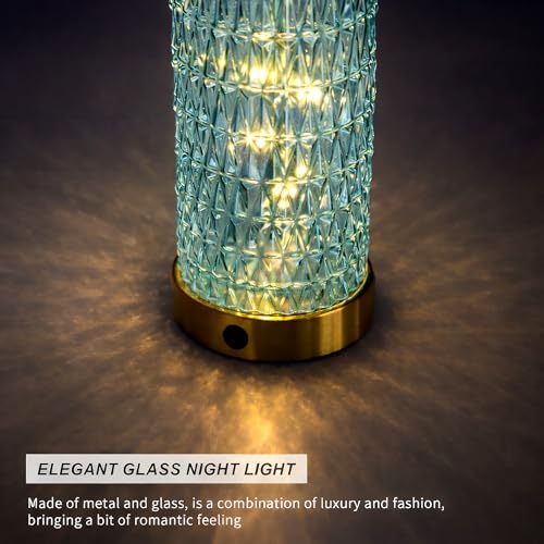 Oneach 27.75" Coastal Table Lamps Set of 2, Clear Blue Bedside Lamp with Glass Nightlight, USB A+C, Unique Desk Lamps for Living Room, Bedroom, Nightstand, End Table (2 Bulbs Included) - color: Clear Blue - White Shade