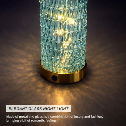 Oneach 27.75" Coastal Table Lamps Set of 2, Clear Blue Bedside Lamp with Glass Nightlight, USB A+C, Unique Desk Lamps for Living Room, Bedroom, Nightstand, End Table (2 Bulbs Included) - color: Clear Blue - White Shade