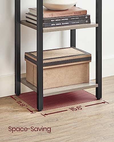 VASAGLE 5-Tier Bookshelf, Bookcase with Steel Frame, Book Shelf for Living Room, Home Office, Study, 11.8 x 15.7 x 60.2 Inches, Industrial Style, Heather Greige and Ink Black ULLS100B02 - color: Heather Greige + Ink Black, size: 5 Tiers (11.8"D x 15.7"W x