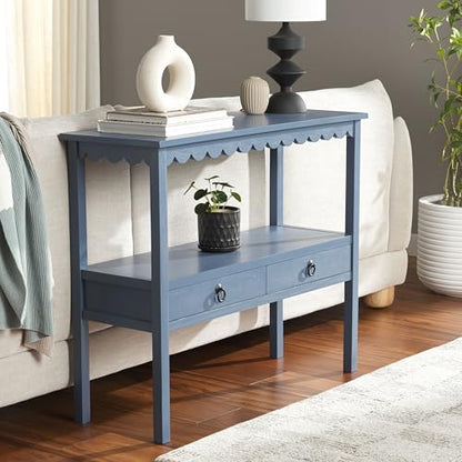 SAFAVIEH Home Collection Haven Blue Lower 2 Lower Drawer Console Table for Entryway, Living Room, Foyer - color: Blue