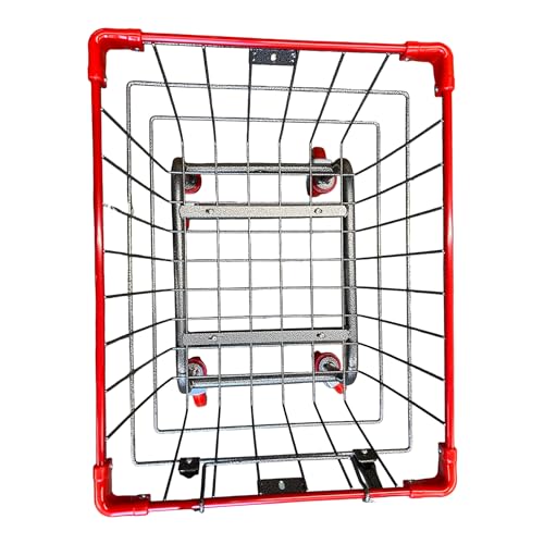U HANDDLE Grocery & Laundry CART 1.5 Bushel (Gunpowder Metal) Red, Blue Trim (Red) - color: Red