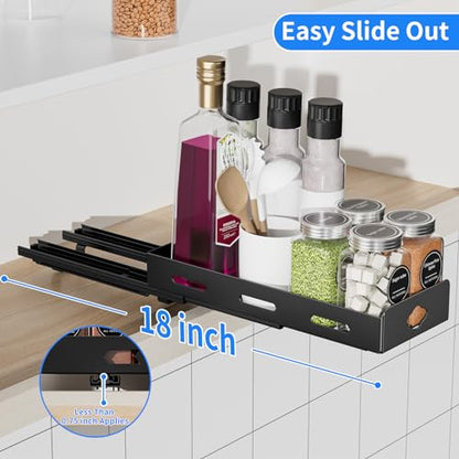 BOIVSHI Pull Out Spice Rack Organizer for Cabinet, Heavy Duty Spice Organizer for Cabinet, Vertical Spice Rack for Kitchen, Cabinet, Pantry, Cupboard (4.2''Wx10.5''Dx2.8''H, Metal Black) - size: 4.2''Wx10.5''Dx2.8''H,1 Tier