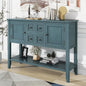 P PURLOVE Console Table Buffet Sideboard Sofa Table with Drawers Cabinets and Bottom Shelf (Dark Blue) - color: Dark Blue