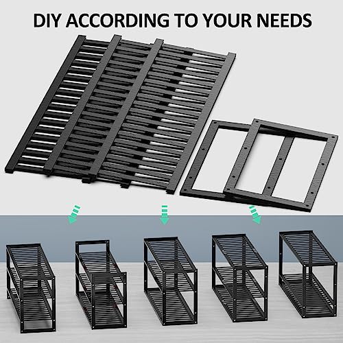 Jripae 3 Tier 32.5inch Long Bamboo Shoe Rack for Entryway Closet Garage | 3 Tier Stackable Shoe Shelf Holder for Men/Women Hallway/Berdroom, Bookshelf, Flower Rack, Home Space Saving - size: 3-tier-long/32.5*10.5*17in