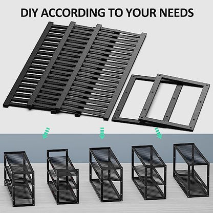 Jripae 3 Tier 32.5inch Long Bamboo Shoe Rack for Entryway Closet Garage | 3 Tier Stackable Shoe Shelf Holder for Men/Women Hallway/Berdroom, Bookshelf, Flower Rack, Home Space Saving - size: 3-tier-long/32.5*10.5*17in