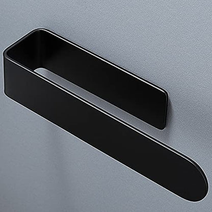 Taozun Hand Towel Holder Black - Self Adhesive Towel Bar Stainless Steel | Strong Sticky, Rustproof, Compact 7.9 inch, Perfect for Bathroom/Kitchen/Renter/Apartment/RV, No Drill, Without Damaging Wall - color: Black, size: 8-inch