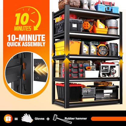 3T Storage Shelves, Garage Shelving,Adjustable Heavy Duty Shelving Unit,Garage Shelves，Wood Metal Standing Shelf Units,Utility Rack for Kitchen 33.5''H*35.4'W*15.7''D