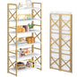 4NM 6 Tiers No Assembly Book Shelves, 61.8" H Folding Bookshelf Bookcase Open Industrial Foldable Shelves for Bedroom, Living Room, Home Office - White Gold - color: White Gold, size: XX 6-Tier