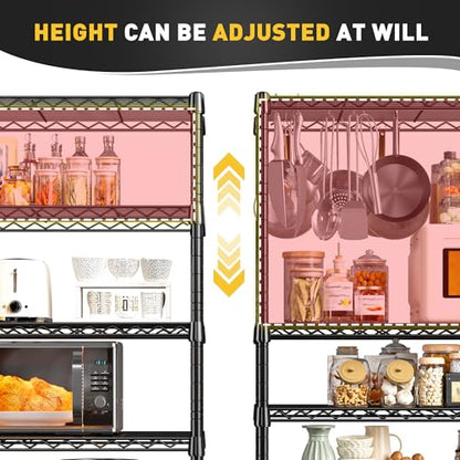 REIBII 6-Tier Storage Shelves Metal Shelving for Storage Load 1000 LBS,Wire Shelves Heavy Duty Shelving Unit Adjustable Pantry Shelf Bathroom Kitchen Garage 24" W x 14" D x 71" H, Black - size: 6 Tier-14"D x 24"W x 71"H