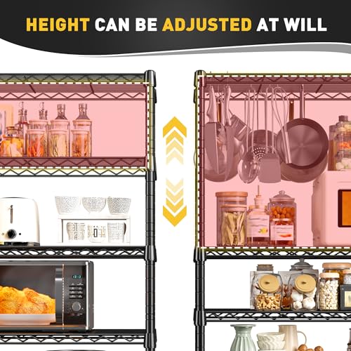 REIBII 6-Tier Storage Shelves Metal Shelving for Storage Load 1000 LBS,Wire Shelves Heavy Duty Shelving Unit Adjustable Pantry Shelf Bathroom Kitchen Garage 24" W x 14" D x 71" H, Black | Heavy-duty 19.1mm steel, Leveling feet+anti-tip, 24"W x 14"D x 71"H