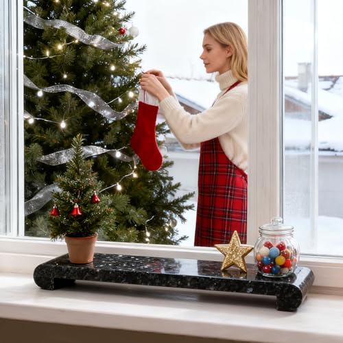 Marble Tray Pedestal Stand, 16"x4" Marble Vanity Tray with Feet for Bathroom Counter Kitchen Sink, Rectangular Stone Riser for Soap Dispenser Perfume Jewelry Display Stand(Blue Pearl) - color: Blue Pearl