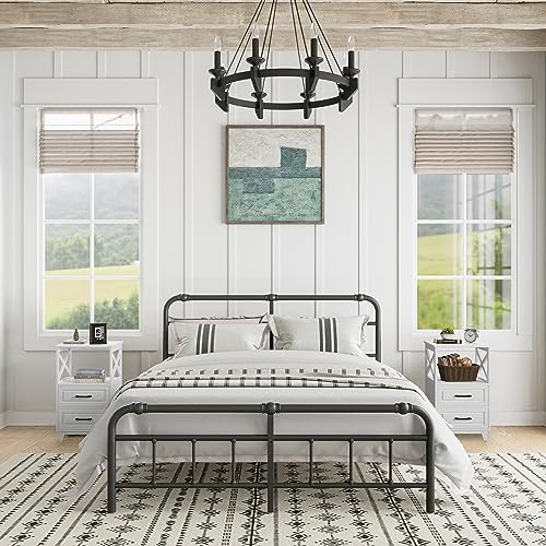 FansaFurn Tall Nightstand Wooden Rustic Bedside End Table for Bedroom, Living Room, 13" D x 18" W x 28" H(Set of 2), White - color: White, size: 13" D x 18" W x 28" H (Set of 2)