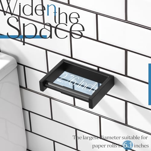 KOKOSIRI Toilet Paper Holder Spring Loaded Bathroom Toilet Roll Holder Wall Mount Stainless Steel Matte Black B2011BK - color: Matte Black, size: Without Shelf