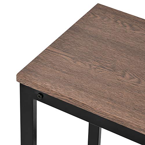 Solid Wood 4-Piece Kitchen Dining Table Set, Counter Height Bar Table Set with 3 Stools and Storage Shelves, Perfect for Home, Kitchen, Living Room (Dark Brown-1) - color: Dark Brown-1