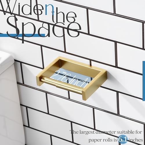 KOKOSIRI Toilet Paper Holder Spring Loaded Bathroom Toilet Roll Holder Wall Mount Stainless Steel Brushed Gold B2011BG - color: Brushed Gold, size: Without Shelf