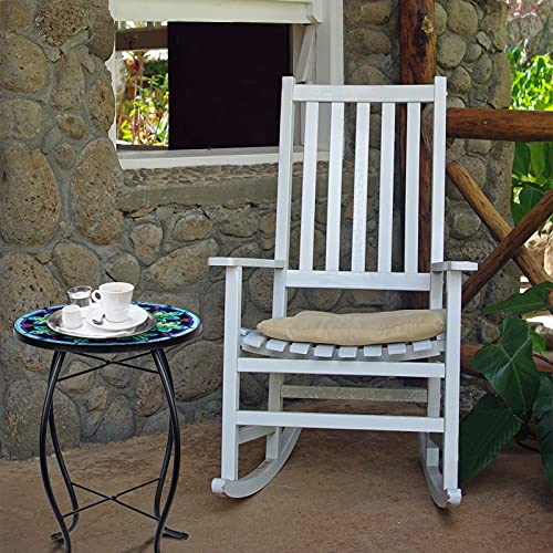 VCUTEKA Outdoor Side Table Mosaic End Table Patio Side Table Small End Table Glass Top Round Balcony Coffee Table Porch Indoor Glass Top - color: Green