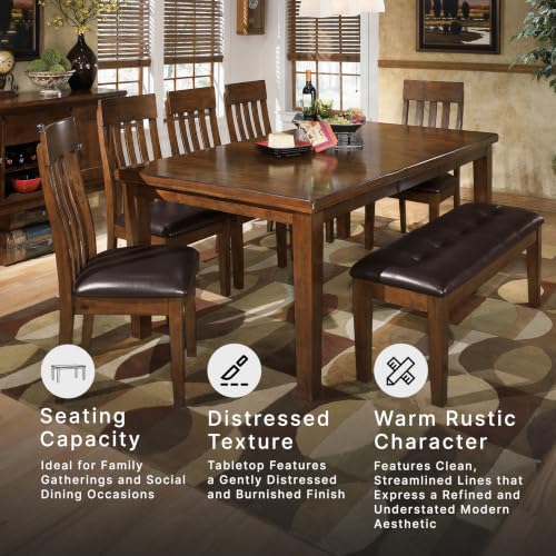 Signature Design by Ashley Ralene Extendable Dining Table, With Butterfly Leaf Seats 6-8, Wood Dining Room Table for Family Meals, Burnished Brown 42 x 60-78 Inch | 18-inch self-storing butterfly leaf, Crafted from veneers, wood and engineered wood, Seats