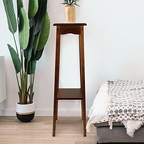 Wayborn Cedar Brown Birchwood Smooth Finish Pedestal Plant Stand, 11.5″X11.5″X39″, Assembly Required, Wooden pedestal