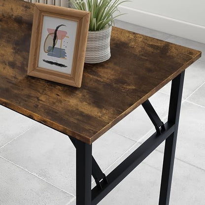 Need Office Computer Desk - 47.2L Sturdy and Heavy Duty Folding Laptop Table,Writing Table/Home Office Desk/Sewing Table,No Assembly Required,Rustic Brown AC5FB(120 * 60) - color: Rustic Brown & Black Frame, size: 47inch
