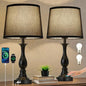 Bedside Table Lamp Touch Control Bedroom Lamps with USB A + C Charging Port 3 Way Dimmable Touch Lamps for Nightstand Living Room Bedroom Dorm Home Office Reading, Set of 2 (Black Shade & Black Base) - color: Black Shade & Black Base