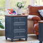 RWYHG 18" Night Stand with Charger Station, Nightstand with 3 Drawers | Farmhouse Modern Bedside Table, Metal Handle, Roman Column Legs, Blue Bed Side End Tables for Bedroom Living Room - color: Navy Blue, size: 18"D x 18"W x 24"H (3 Drawers)