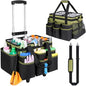 Large Rolling Cleaning Caddy Bag with Detachable Trolley,Cleaning Cart on Wheels with Shoulder Strap,Cleaning Supplies Organizer for Housekeepers,Green - color: Green