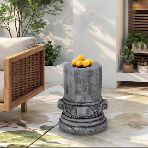 Stone Side Table,Round Faux Marble Side Table,Modern Small Stone End Table for Balcony, Tree Stump Garden Stool DrumTable Indoor and Outdoor (Gray-14.4"-2) - color: Gray-14.4"-2