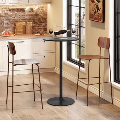 ERGOMASTER Two-in-one Adjustable Height Bar Tables, 24-inch Round Cocktail Table with Sturdy Metal Base, 40"/22" Two Convertible Height High Top Pub Table for Home Bar, Restaurant Bistro (2, Black) - color: Black, size: Diameter：23.99‘’