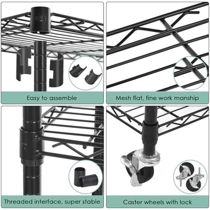 WDT 3-Tier Storage Shelves, Heavy Duty Metal Shelves Wire Rack Shelving Unit, Adjustable Shelf with Wheels for Home Office Garage Kitchen Bathroom,23.4" Wx13.6 Dx32.5 H - size: 3Tier 23.4"W x 13.6"D x 32.5"H
