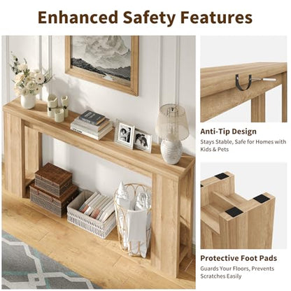 FUSOU 70.9'' Long Console Table, Sofa Table Behind The Couch, Farmhouse Entryway Table for Entryway, Living Room, Foyer, Hallway - color: Oak