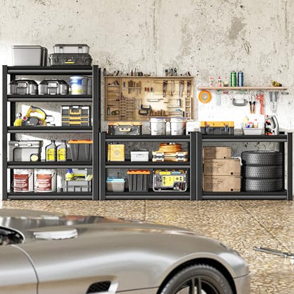 Metal Storage Garage Shelving - 5 Tier 48'' Wide 2800 Lbs Heavy Duty Utility Shelves Freestanding - Adjustable Rack Units for Kitchen Pantry Basement - 48" W x 18" D x 78" H Black - size: 48"Wx18"D-5T