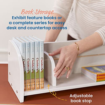 ECR4Kids Adjustable Forward-Facing Tabletop Book Display, Children's Furniture, White Wash - color: White Wash