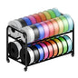 2 Tier Rolling Filament Rack, Holds 40+ 3D Spools, Under Desk Storage | Adjustable for 250g-1KG Spools, 360° Smooth Wheels, Compact 16.5" Wide, Tool-free Assembly. Perfect for 3d Farms Studios - color: Large