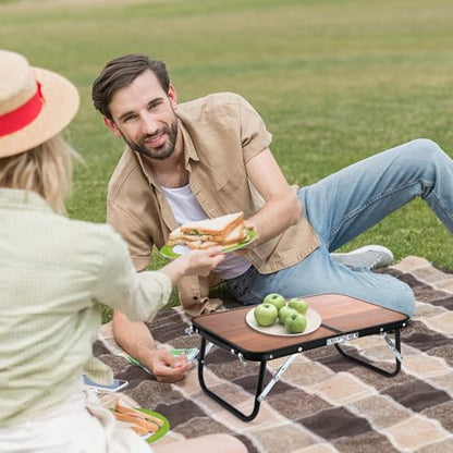 Folding Camping Table | Mini Portable Beach Table with Carry Handle, Ultralight Compact Picnic Dining Low Table for Indoor Outdoor, Garden, BBQ