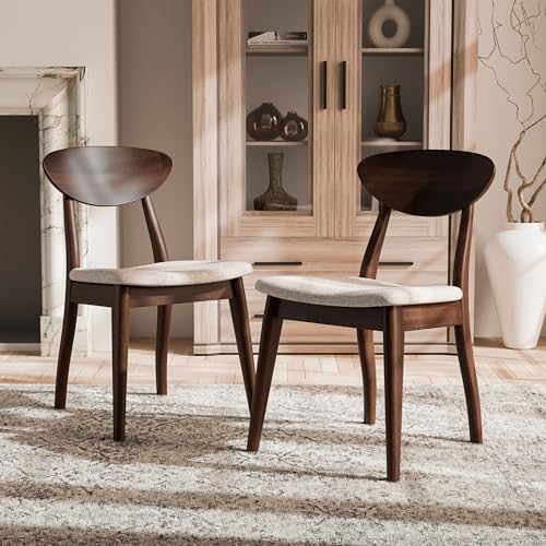 Furniture of America Nazaen V Mid-Century Modern Solid Wood 21.5-inch Side Chairs with Semi-Handmade, Perfect Round Radius and Upholstered Seat for Home Kitchen, Dining Room, Rich Walnut (Set of 2) - color: Rich Walnut, size: Style 5
