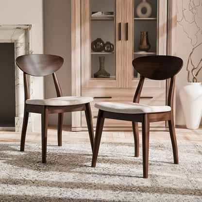 Furniture of America Nazaen V Mid-Century Modern Solid Wood 21.5-inch Side Chairs with Semi-Handmade, Perfect Round Radius and Upholstered Seat for Home Kitchen, Dining Room, Rich Walnut (Set of 2) - color: Rich Walnut, size: Style 5