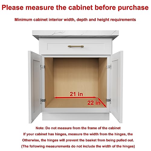 Sikarou Pull Out Cabinet Organizer 20"W x 21"D Wood and Wire Storage Shelf - size: 1-TIE 20*21 WM