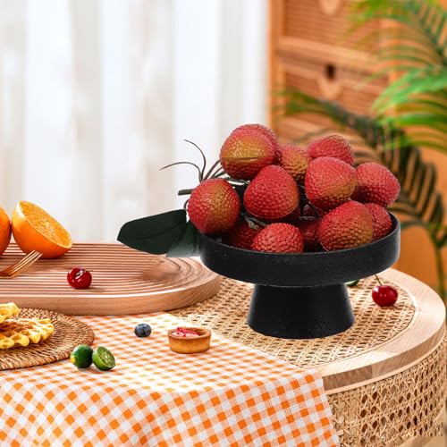 DOITOOL Ceramic Footed Bowl - 5 inch Decorative Pedestal Bowl Fruit Fruit Tray Dessert Display Stand Serving Dishes for Home Kitchen Counter Centerpiece Table Decor - Black