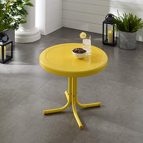Crosley Furniture Griffith Weather Resistant Retro Metal Outdoor Side Table for Patio, Deck, Porch, Yellow - color: Yellow