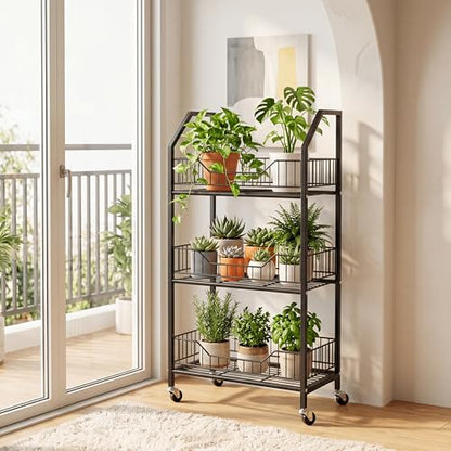 3 Tier Supermaket Snack Rack Display Stand, Retail Display Shelves with Hooks & Wheels, Metal Snack Shelf for Store Home Kitchen, Black Chip Rack Display Stand (3 Tier) - size: 3 Tier