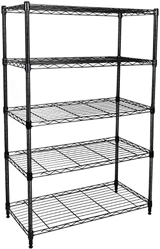 Simple Deluxe Heavy Duty 5-Shelf Storage Shelving Unit, 1250lbs Loading Capacity, 29.92" D x 13.98" W x 61.09" H, Black - color: Black, size: 5-Tier